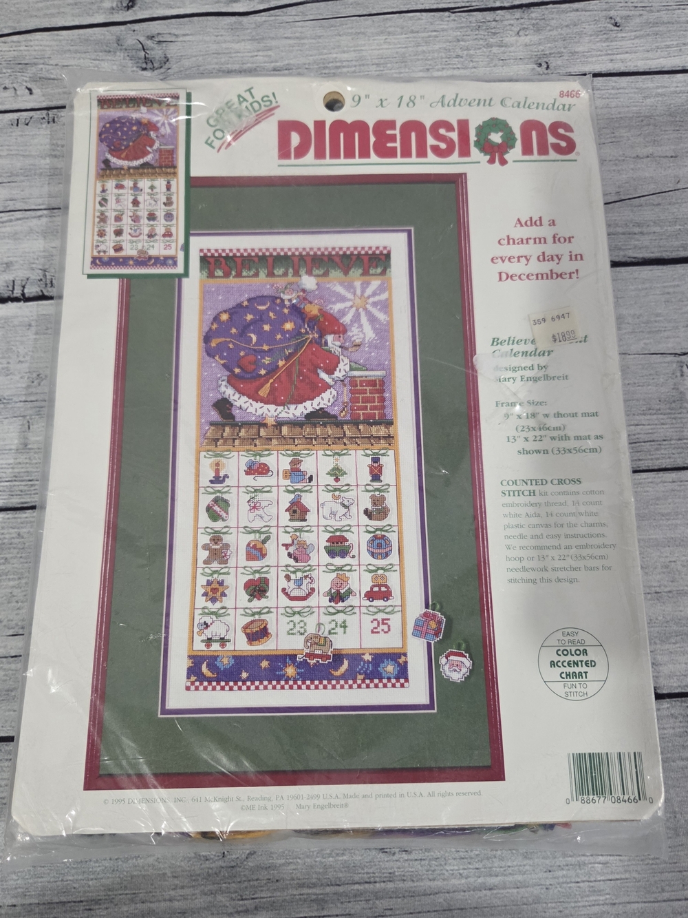 Mary Engelbreit Santa Claus Believe Cross Stitch Avent Calendar